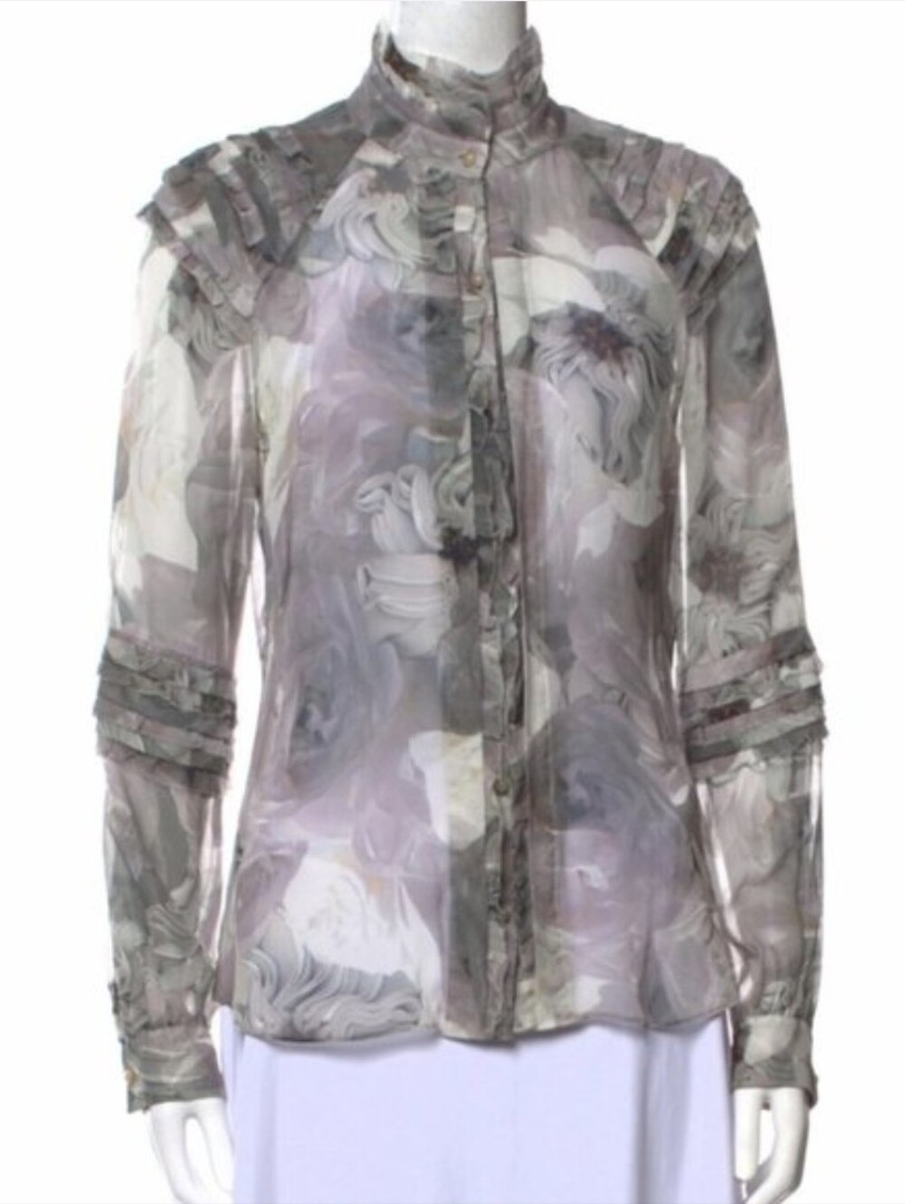 Diane Von Furstenberg DVF Pintura Silk Floral Print Button-Up Blouse Top - Picture 2 of 12